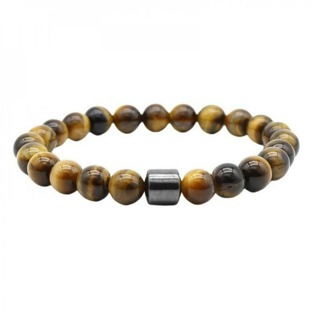 22 Mens Sterling Silver Tigers Eye 8mm Round Bead Necklace 